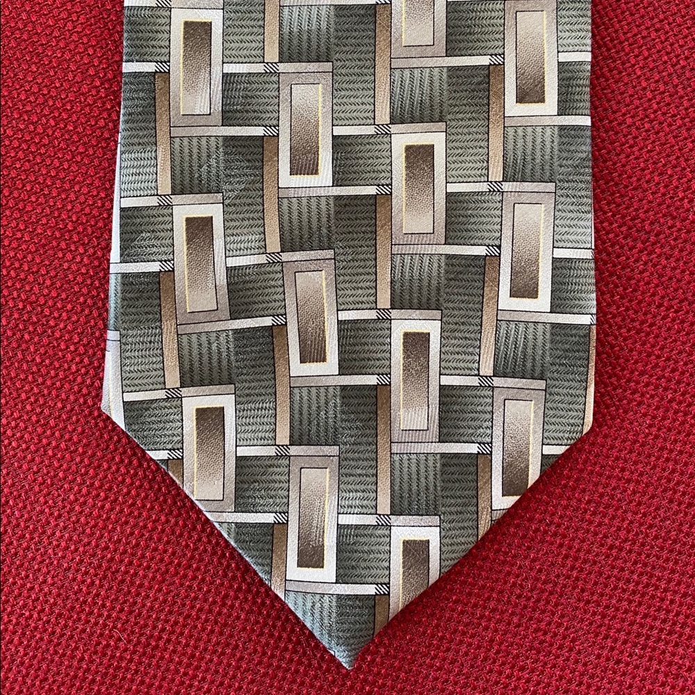 Stratford green gray silk hand made tie - Picture 2 of 8